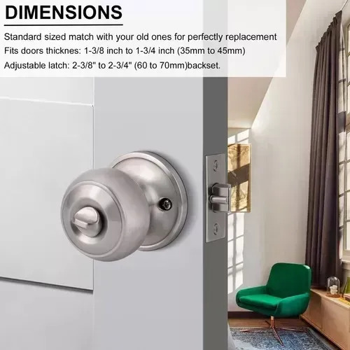 Pomo Chapa Cerradura Dormitorio / Baño Plateado 10