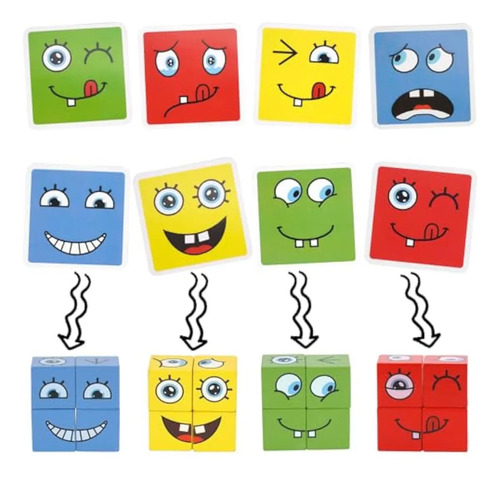 Juego De Puzzle Cubos Didáctico Expresiones Y Emociones 4