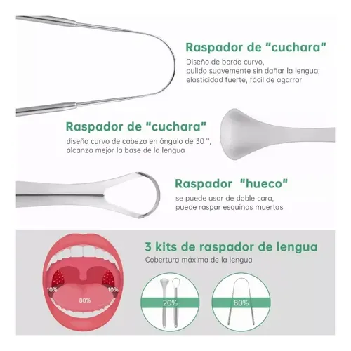 Pack 3 Raspador Limpiador Lengua Cobre Para Boca + Recogida 3