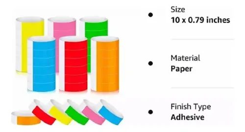 600 Un Pulseras Tyvek De Papel 6 Colores De Eventos Fiestas Multicolor 19
