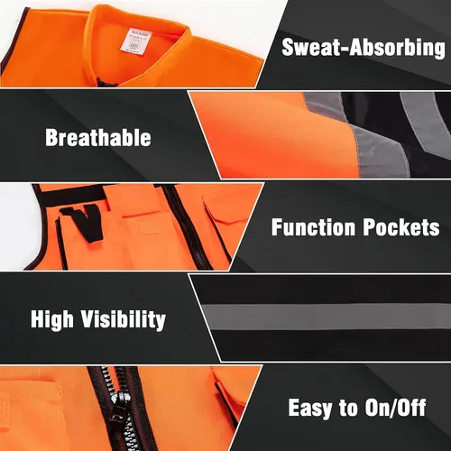 Chaleco Geólogo Ingeniero Reflectante Bolsillos Premium Naranja Y Negro Xl175 Xl 4