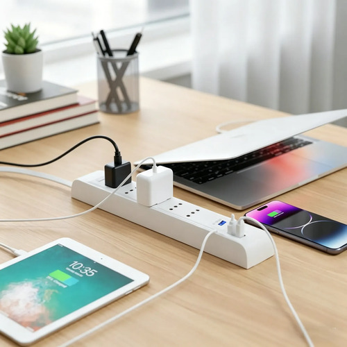 Falatale Alargador 4 Enchufes + 2 Usb Rápida 20w +1 Type C Blanco 16