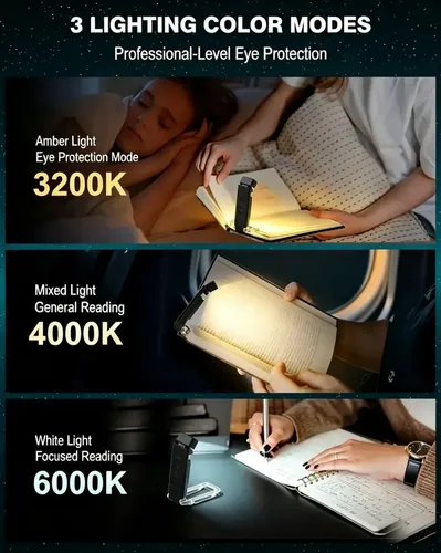 Luz De Lectura  Para Leer  Luz Para Leer Libros  Recargable Negro 3