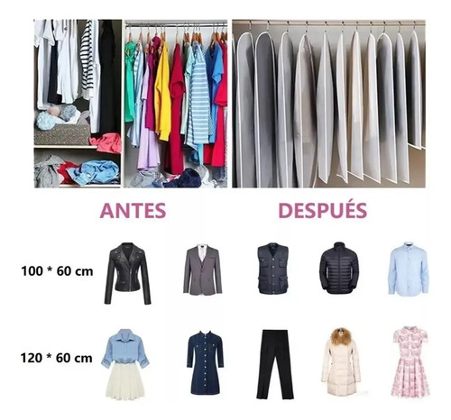12 Bolsas Transparentes Cubre Trajes Colgar Closet 60*120cm Color Blanco 16