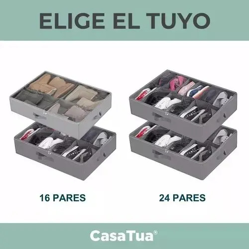 Organizador Zapatos Bajo Cama Almacenamiento Zapatero Set X1 Gris 12
