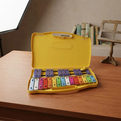 Metalofono Cromatico 25 Notas Xilofono Infantil Escolar Color Amarillo 18