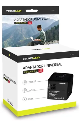 Adaptador Enchufe Universal Negro Tecnolab Tl354 Con Usb Viajes Brasil 4