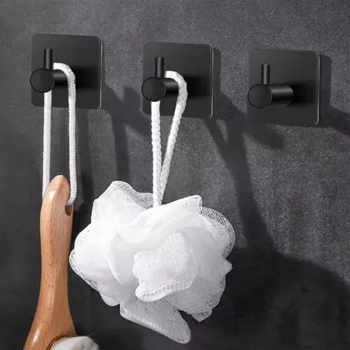 Ganchos Adhesivos Impermeables De Acero Inoxidable 5 Uds. Negro 7
